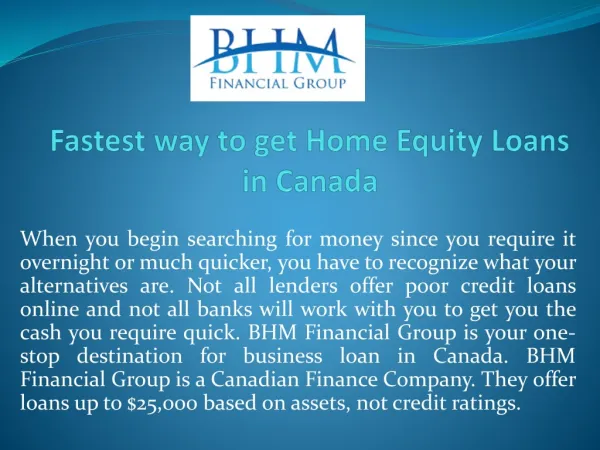 Fastest way to get Home Equity Loans in Canada