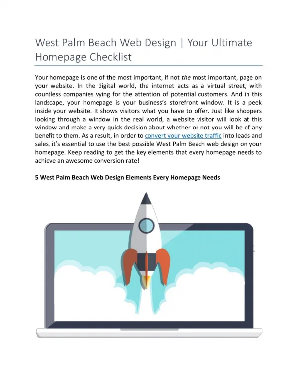 West Palm Beach Web Design | Your Ultimate Homepage Checklist