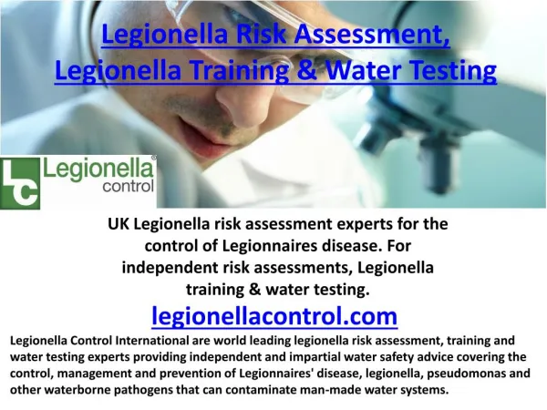 Legionella Risk Assessment, Training & Legionella Testing