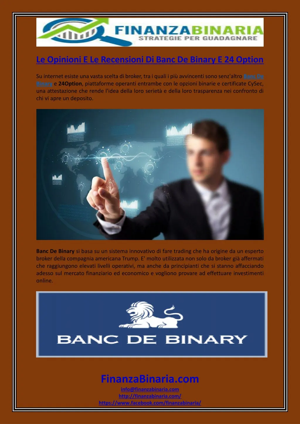 le opinioni e le recensioni di banc de binary