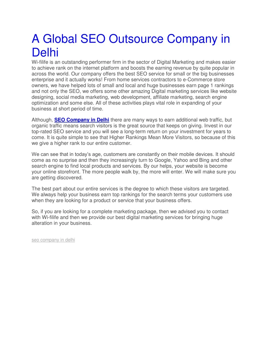 a global seo outsource company in delhi wi filife