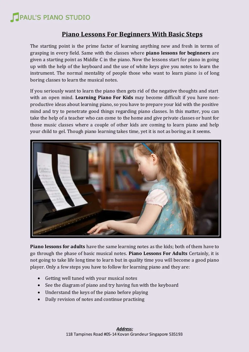 piano lessons for beginners with basic steps