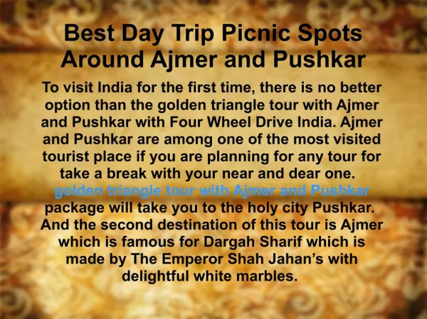 Best Day Trip Picnic Spots Around Ajmer and Pushkar