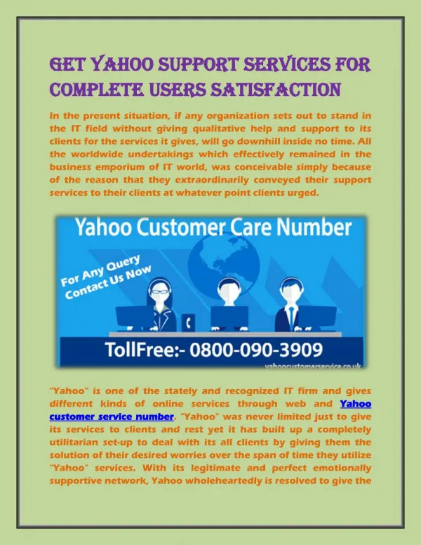 Get Yahoo Support Services for Complete Users Satisfaction