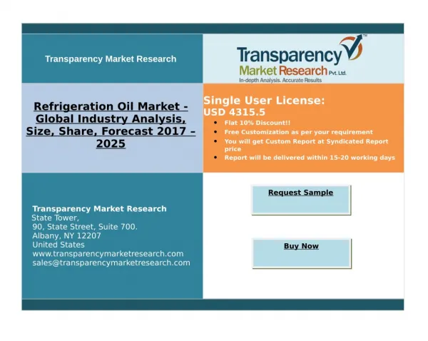 Refrigeration Oil Market - Rising Demand For Compressors | Research 2025