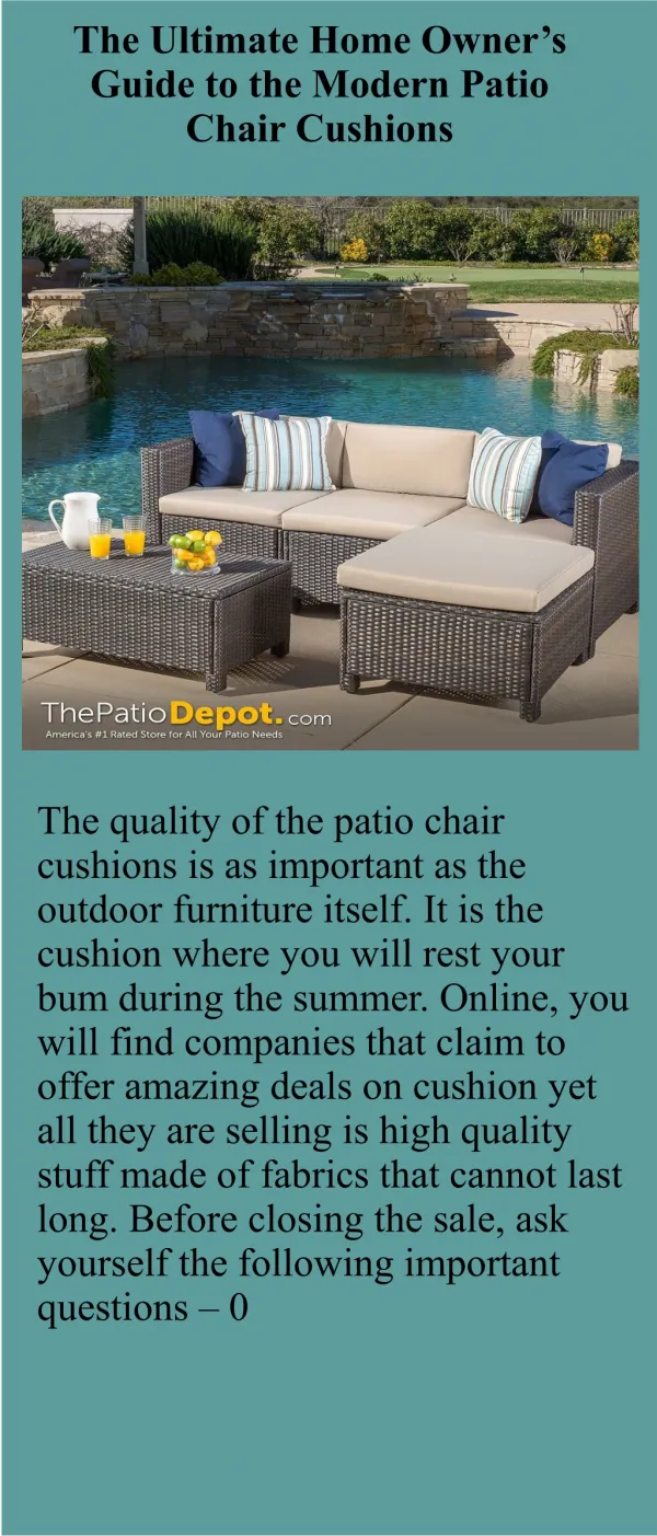 The Ultimate Home Owner’s Guide to the Modern Patio Chair Cushions