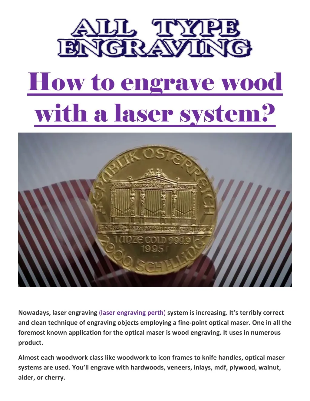 how to engrave wood with a laser system