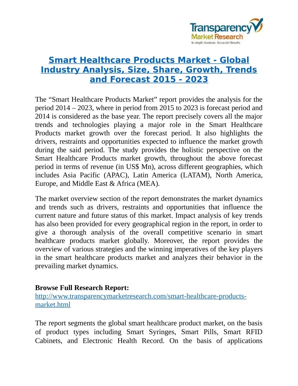 smart healthcare products market global industry