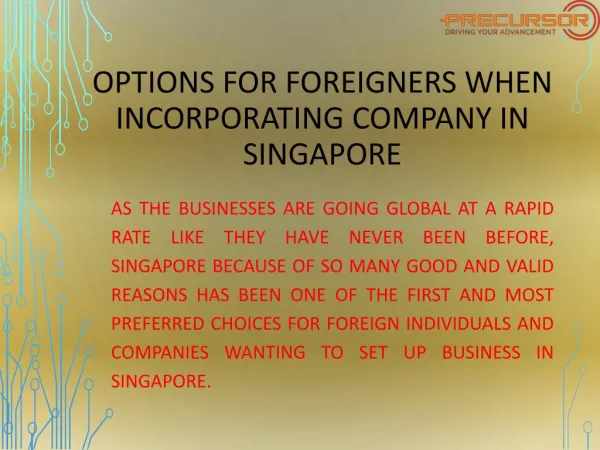 Options for foreigners when incorporating company in Singapore