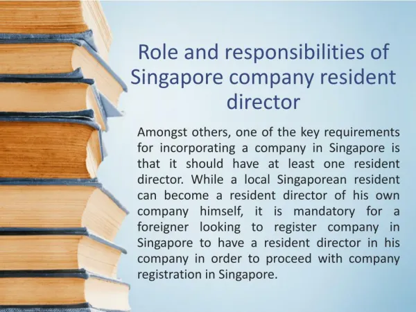 Role and responsibilities of Singapore company resident director