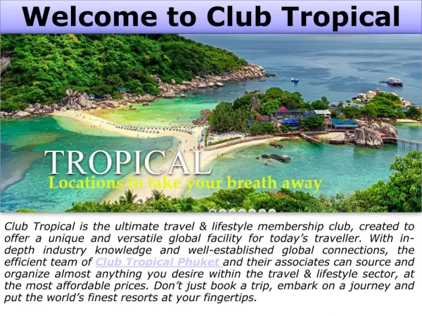 Enjoy Your Next Family Holiday with Club Tropical Phuket