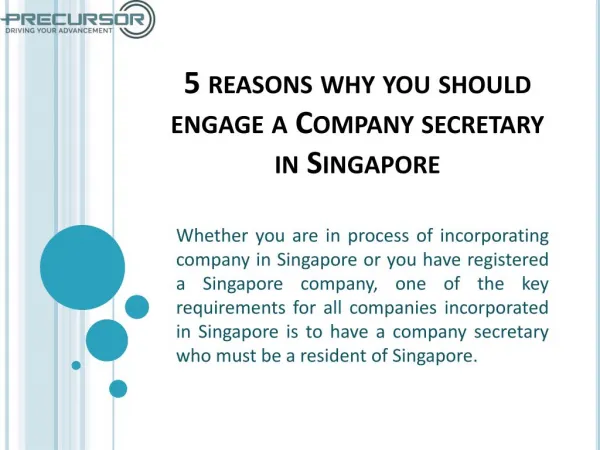 5 reasons why you should engage a Company secretary in Singapore