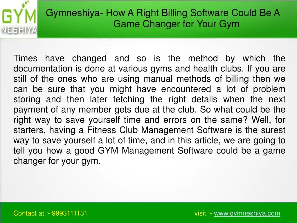 gymneshiya how a right billing software could
