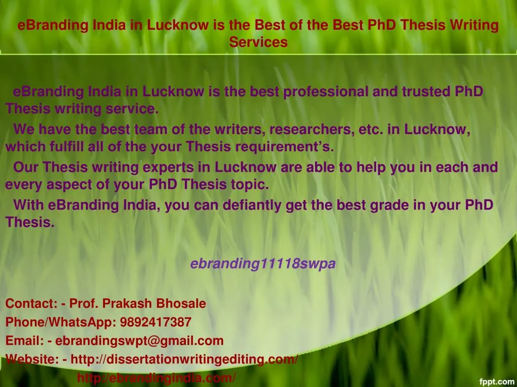 ebranding india in lucknow is the best of the best phd thesis writing services