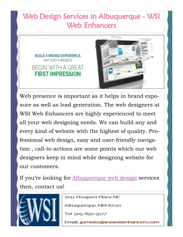Web Design Services in Albuquerque - WSI Web Enhancers