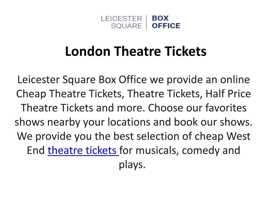london theatre tickets
