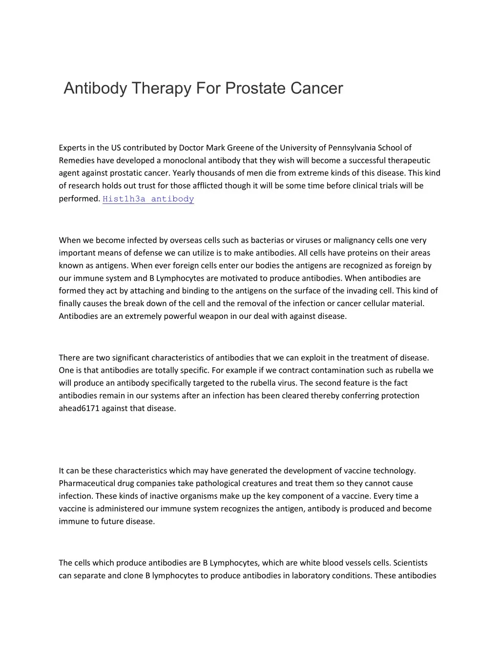 antibody therapy for prostate cancer