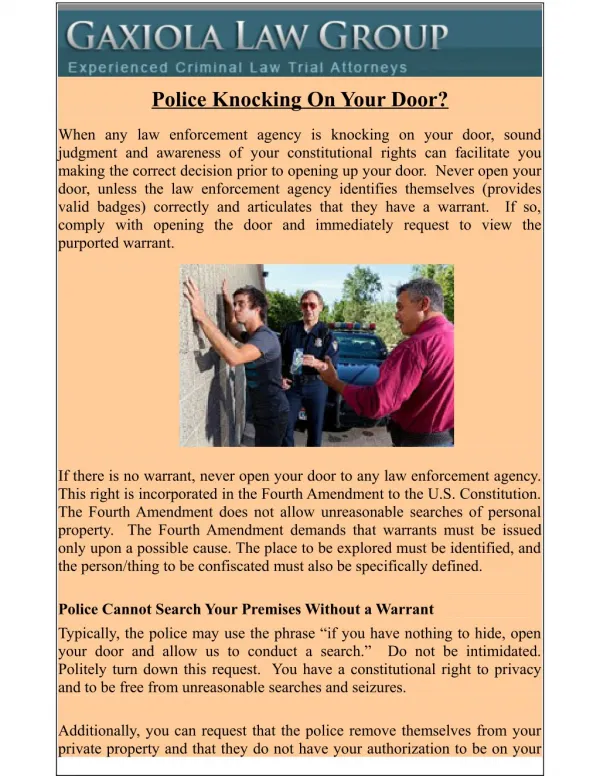 Police Knocking On Your Door?