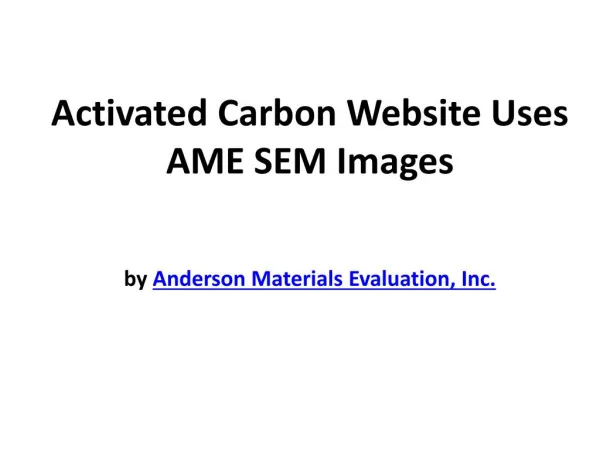 Activated Carbon Website Uses AME SEM Images