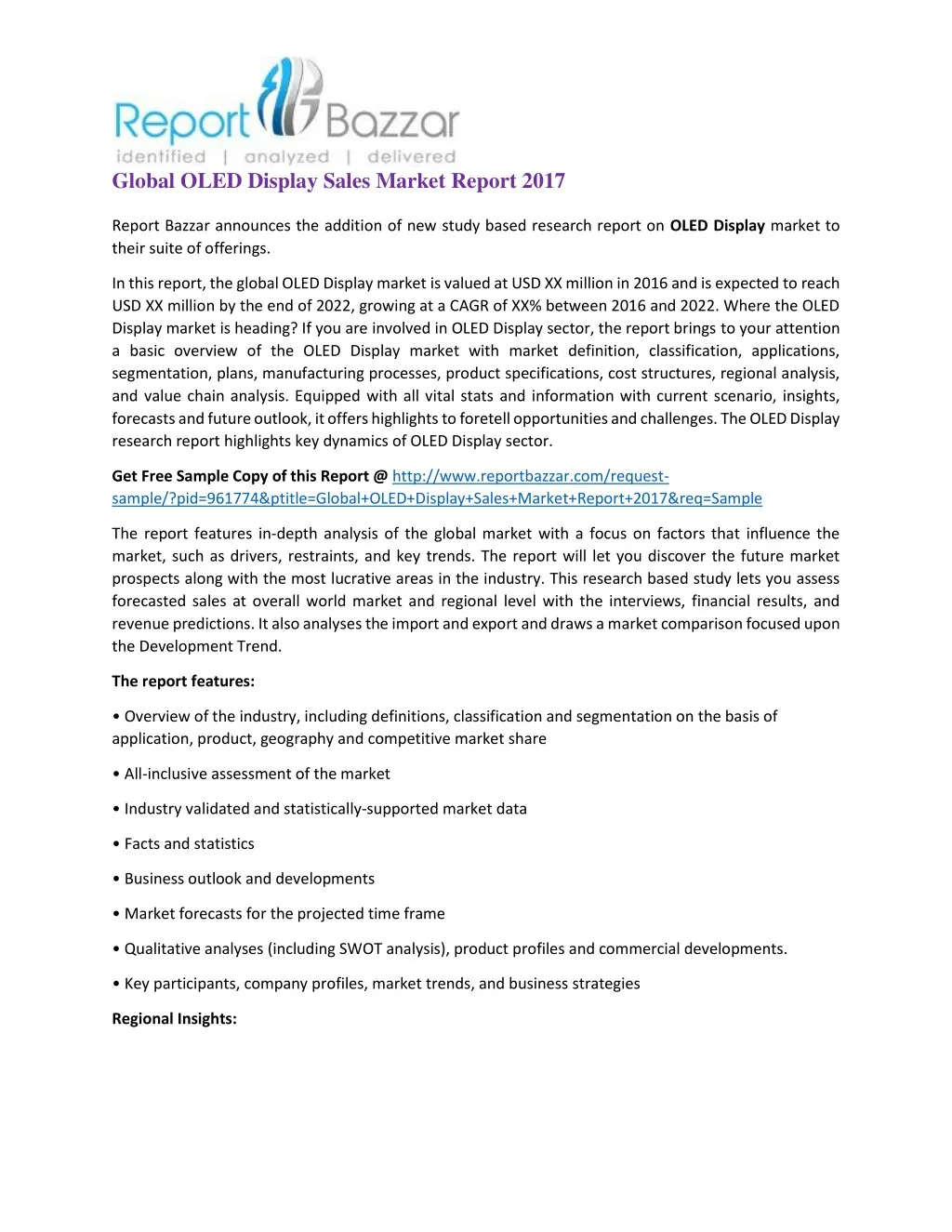 global oled display sales market report 2017