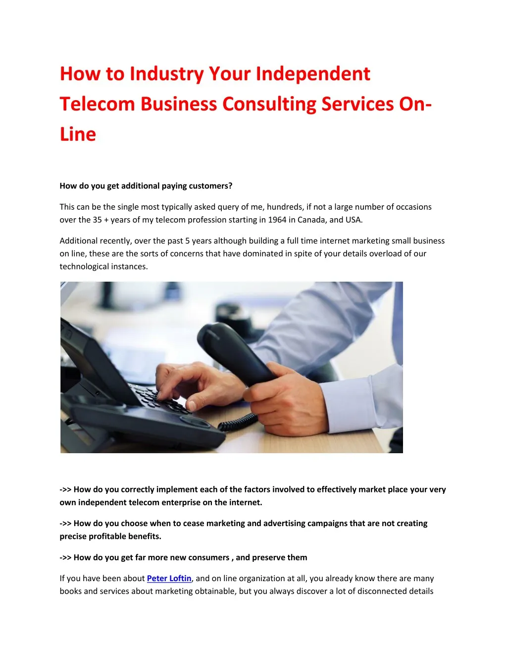 how to industry your independent telecom business