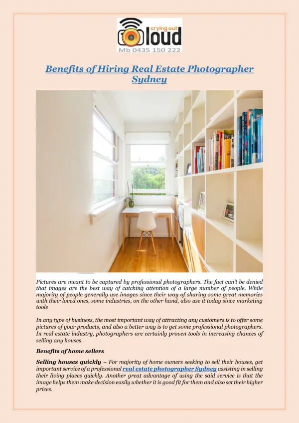 Benefits of Hiring Real Estate Photographer Sydney