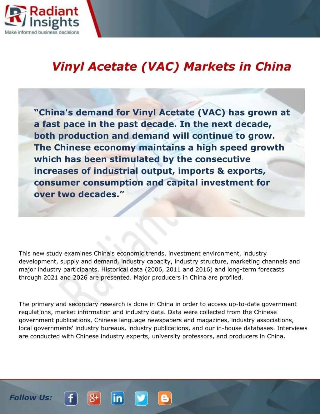 vinyl acetate vac markets in china