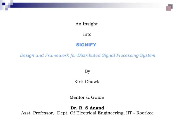 Distributed Signal Processing