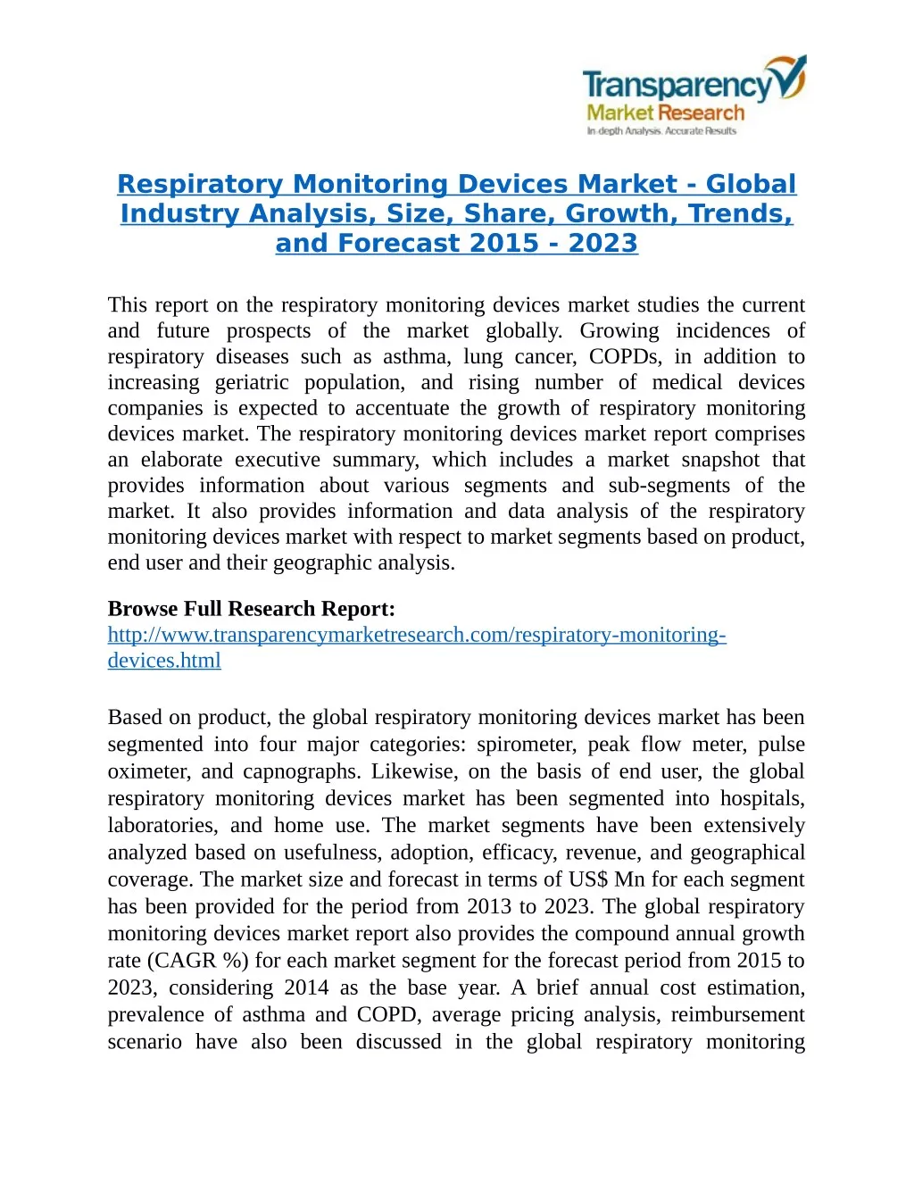 respiratory monitoring devices market global