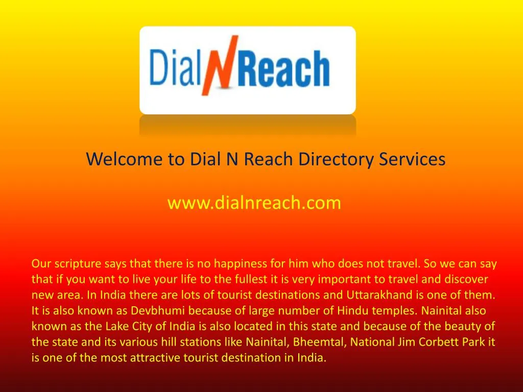 welcome to dial n reach directory services