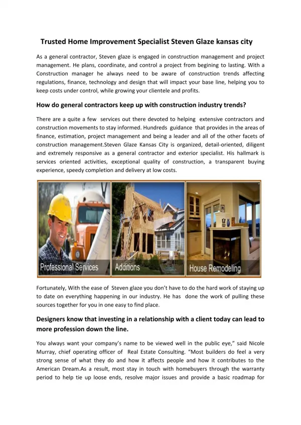 Better Interships Opportunities with steven glaze kansas city to build best Home Renovation