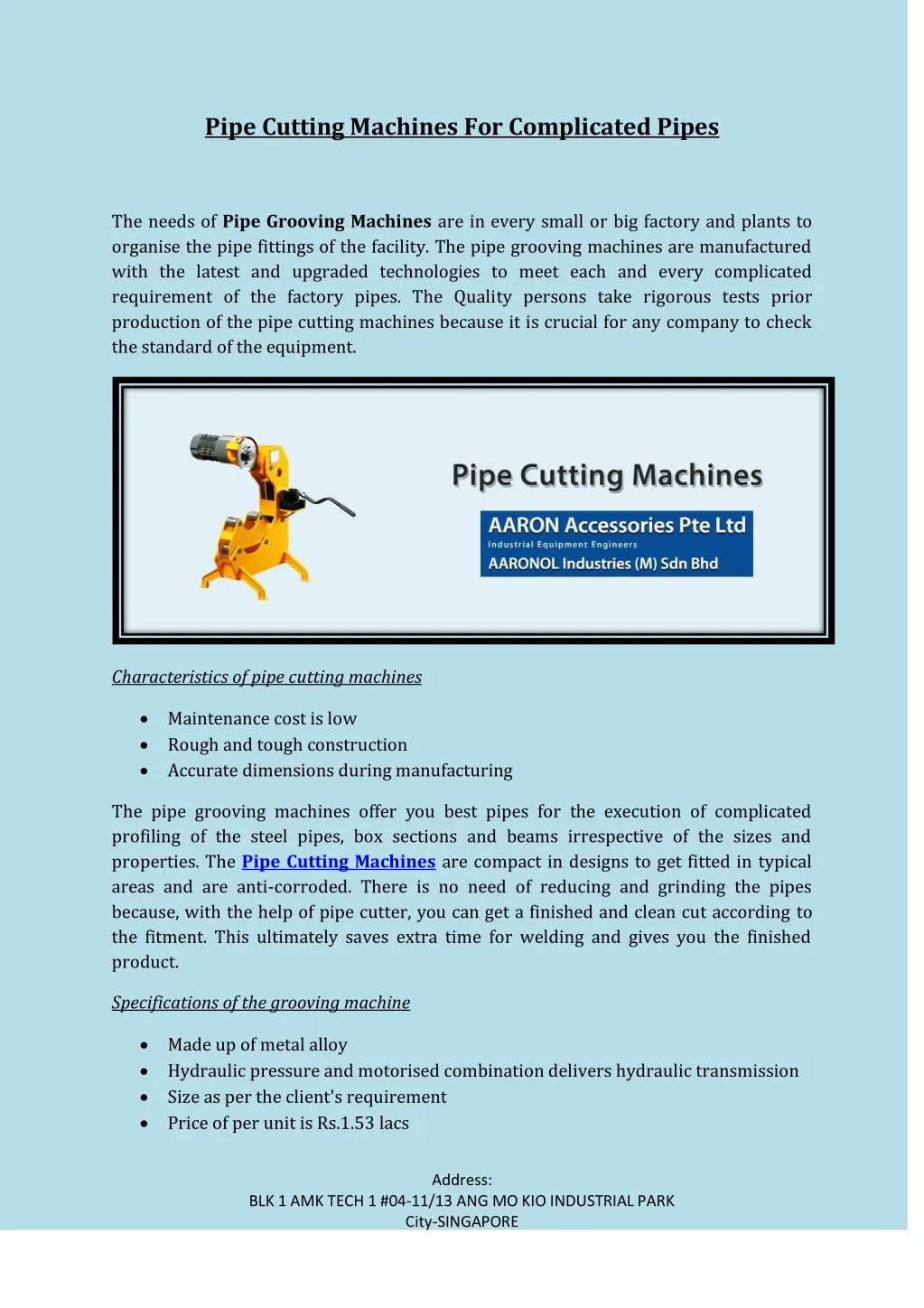pipe cutting machines for complicated pipes