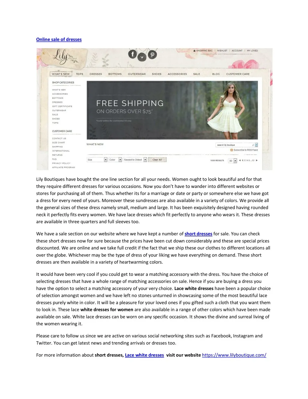 online sale of dresses