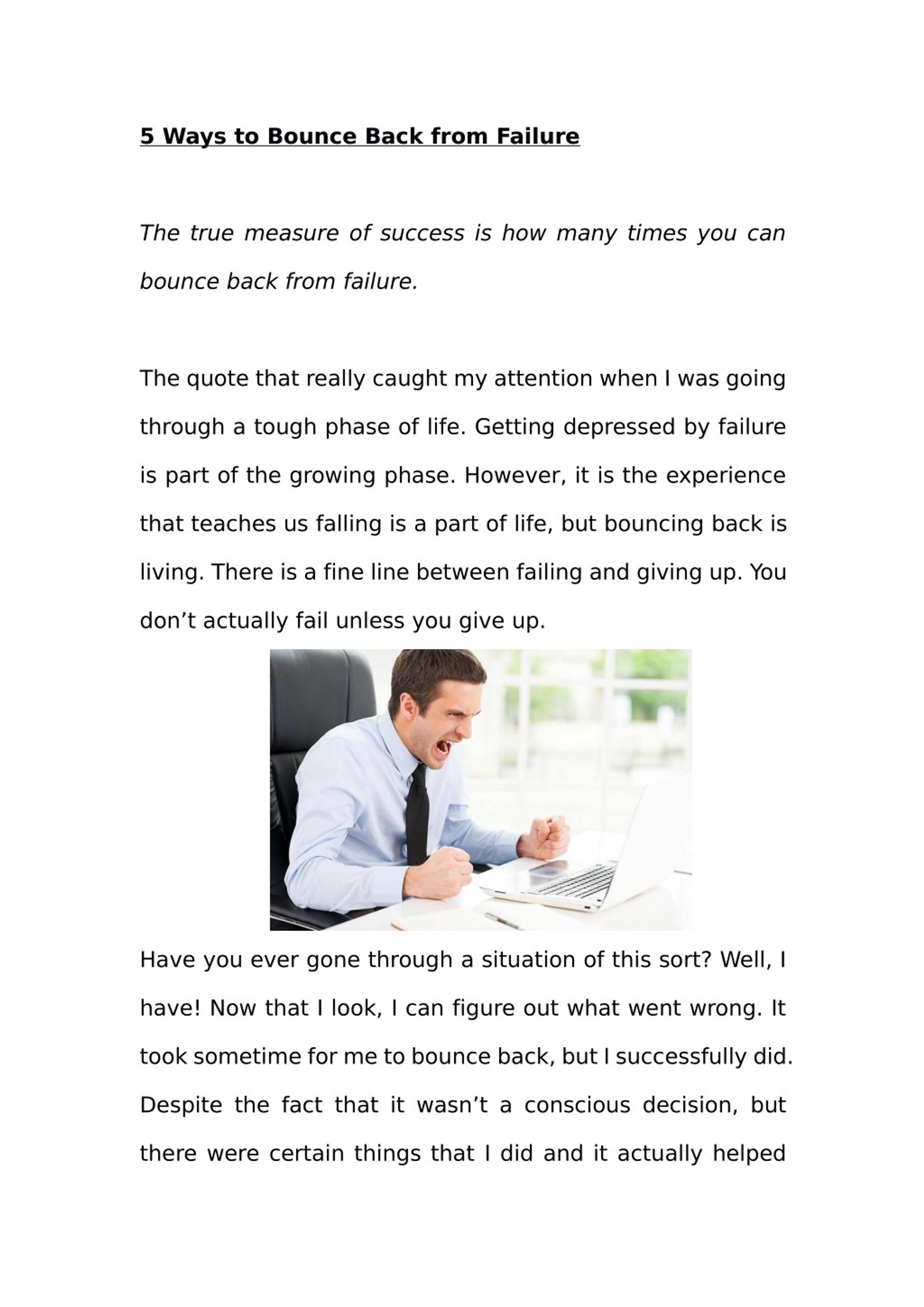 PPT - 5 Ways to Bounce Back from Failure PowerPoint Presentation, free ...
