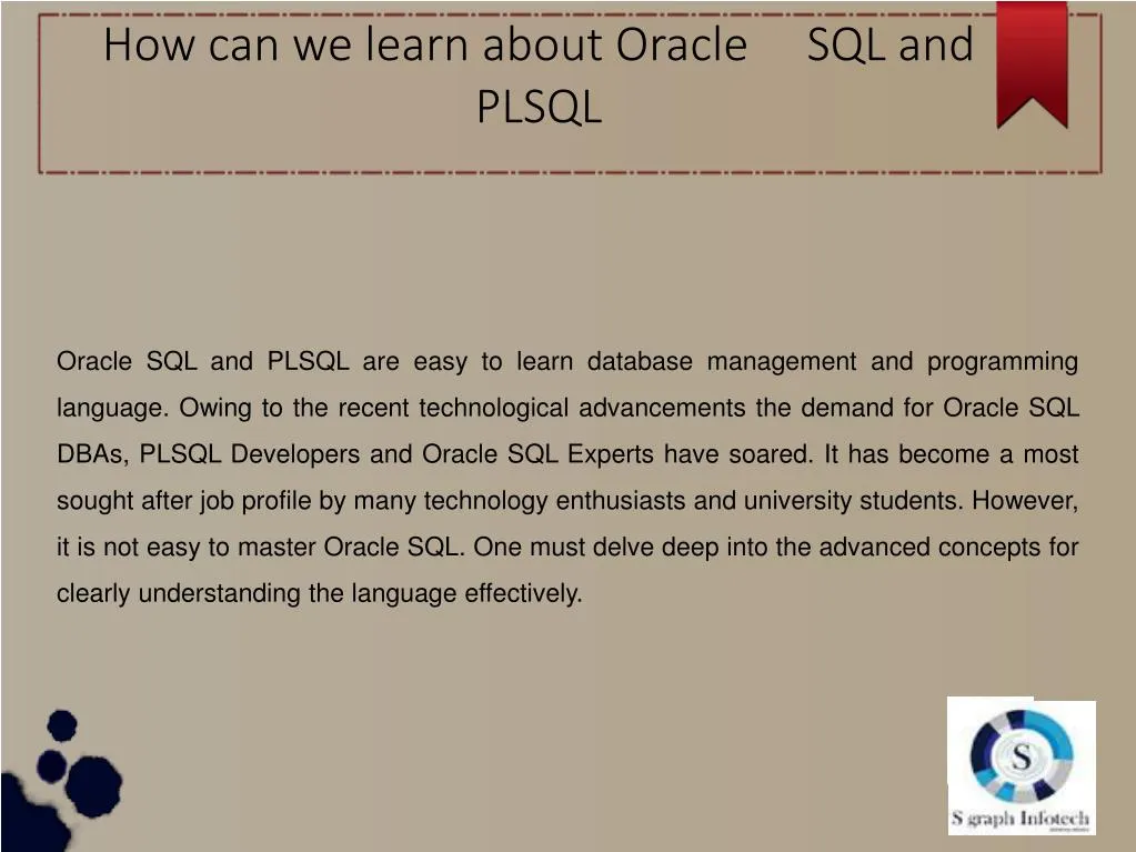 how can we learn about oracle sql and plsql