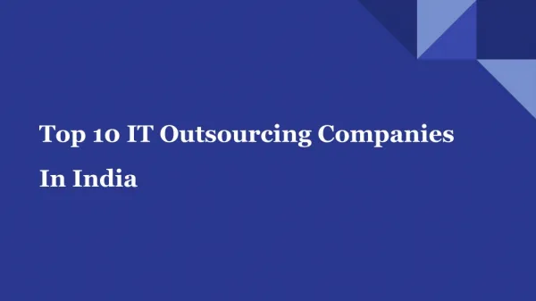 Best 10 IT Outsourcing Companies in India