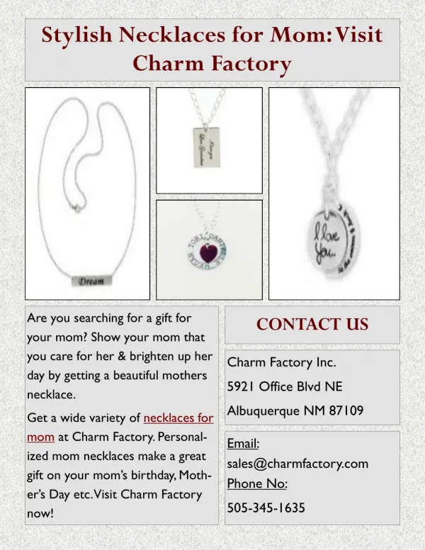 Stylish Necklaces for Mom: Visit Charm Factory
