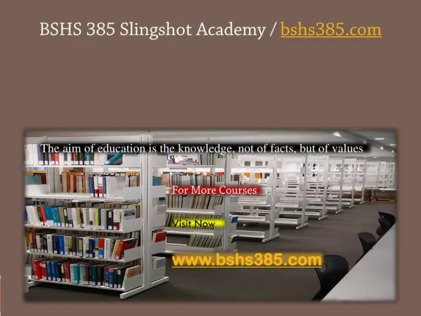 BSHS 385 Slingshot Academy / bshs385.com