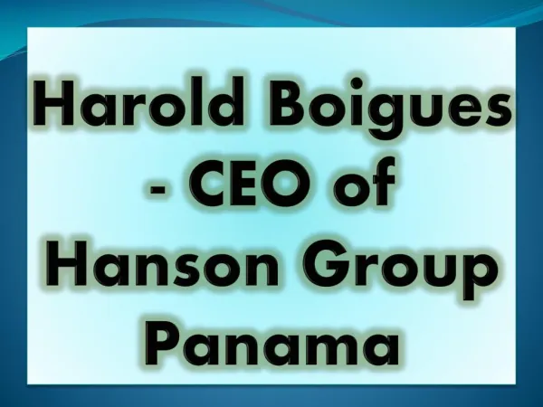 Harold Boigues - CEO of Hanson Group Panama