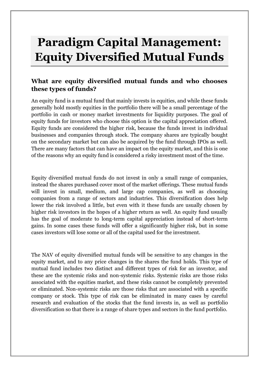 paradigm capital management equity diversified