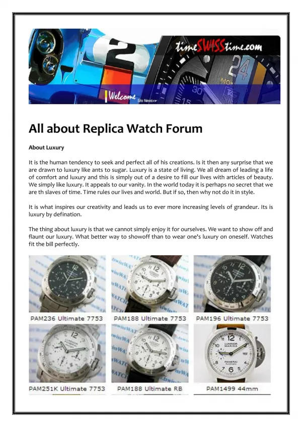 All about Replica Watch Forum