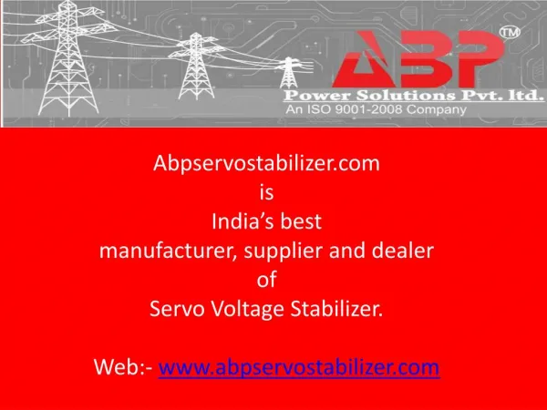 Servo Voltage Stabilizer Manufacturer & Supplier in Delhi