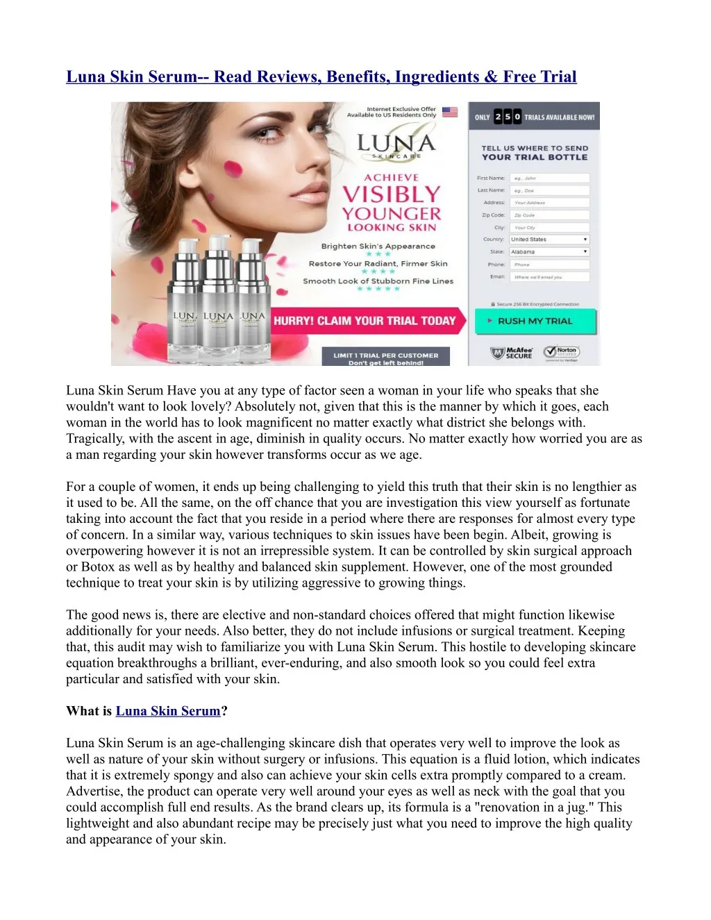 luna skin serum read reviews benefits ingredients