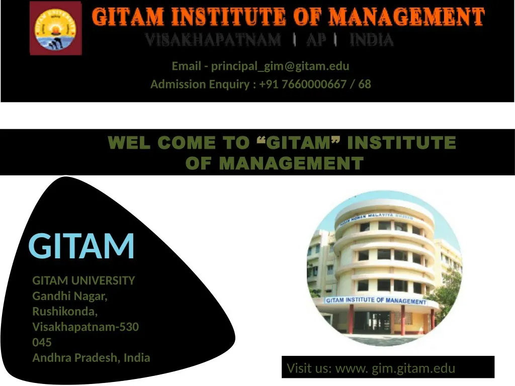 email principal gim@gitam edu admission enquiry