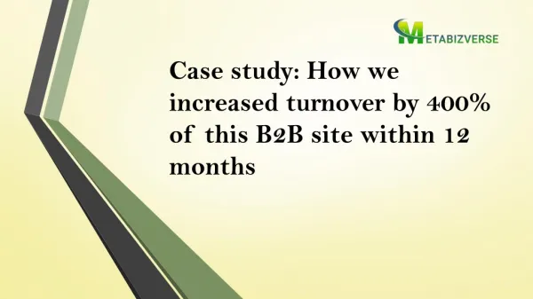 Case study: How we increased turnover by 400% of this B2B site within 12 months