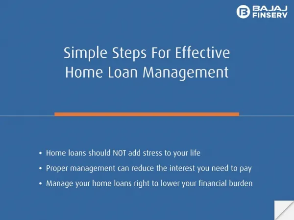 Simple Steps for Effective Home Loan Management