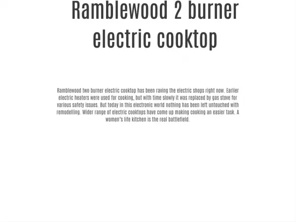 Ramblewood 2 burner electric cooktop