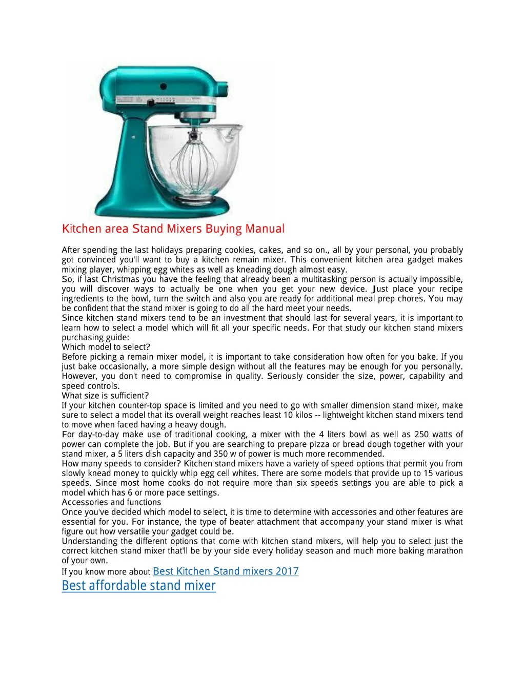 kitchen area stand mixers buying manual after