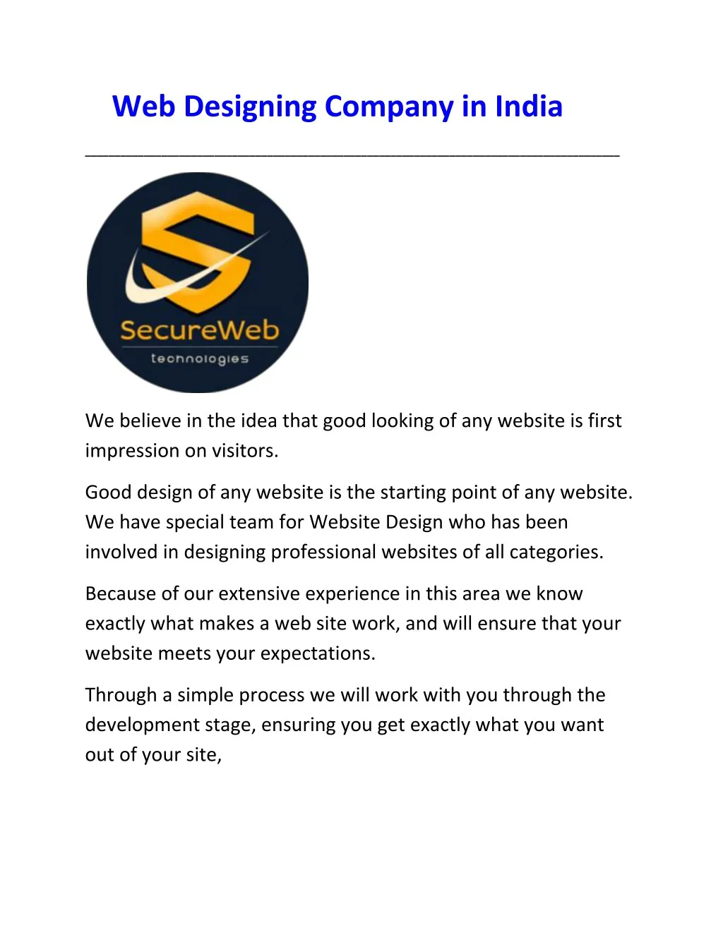 web designing company in india