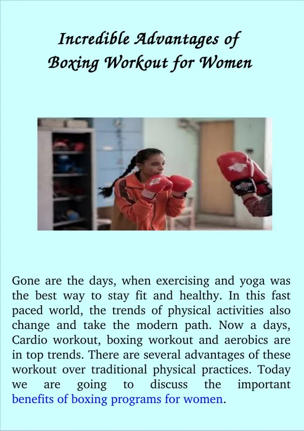 Incredible Advantages of Boxing Workout for Women